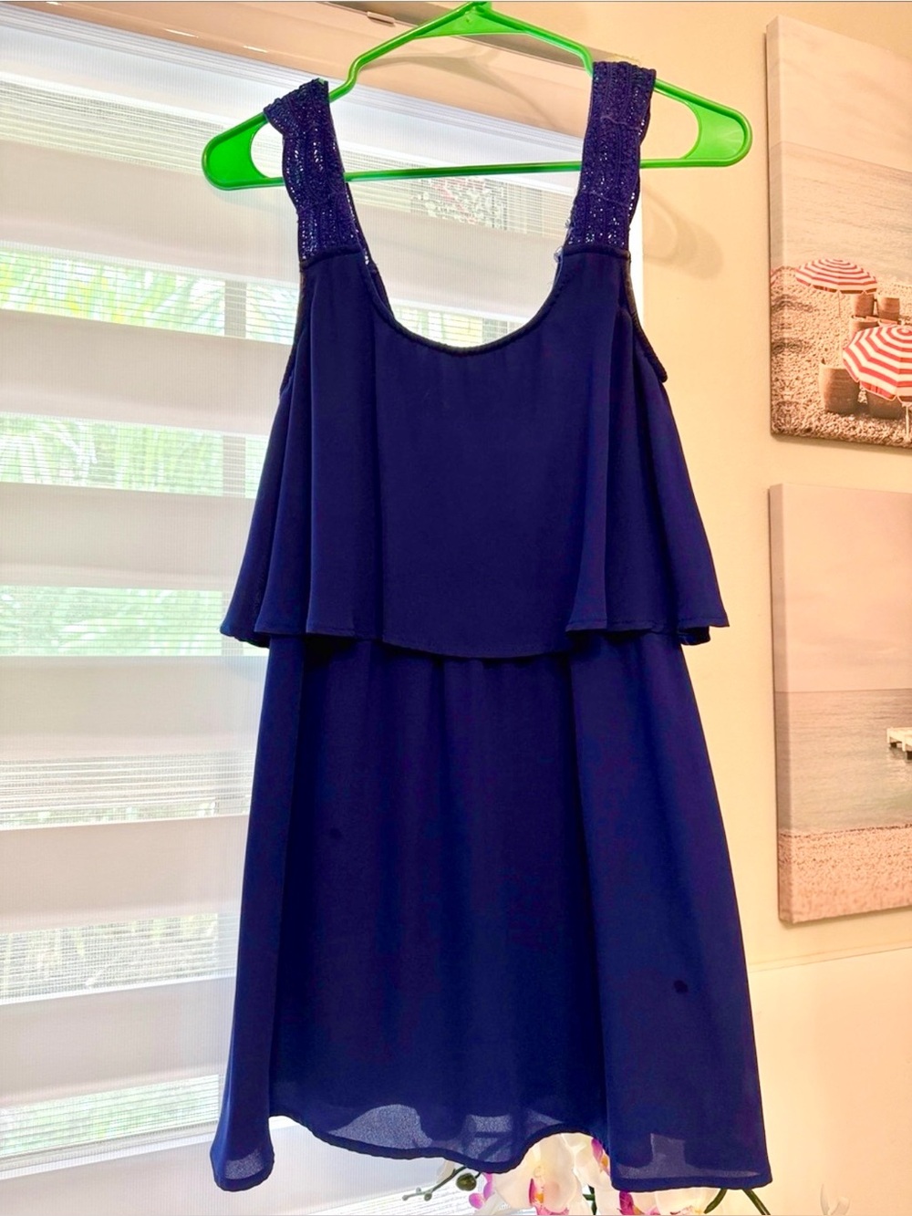 Tobi Navy cobalt blue Layered Sleeveless Party Dress